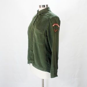 Zara Army Green Button Up Top